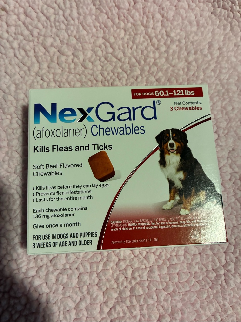 NexGard for Dogs 60.1-121 lbs flea & tick prevention 3 month supply boxes